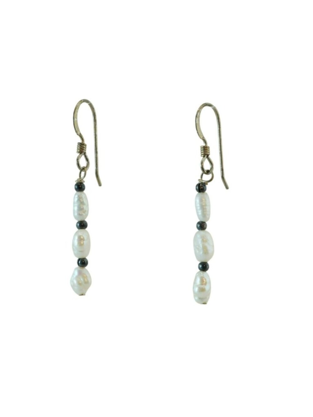 Sterling Silver Freshwater Pearl Dangle String Earrings 925 Vintage Hook Design